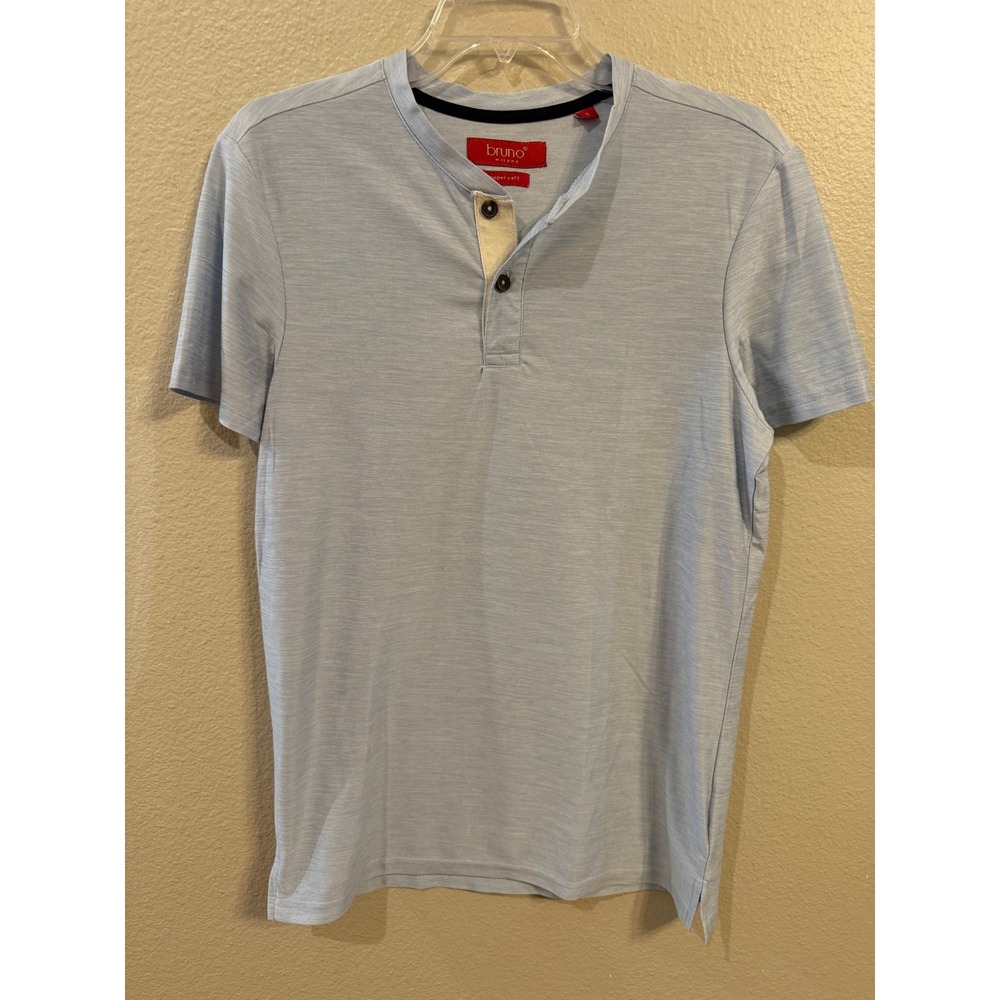 Bruno Milano Men's Light Blue Super Soft Henley Shirt Size S